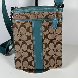 Coach Brown/ Blue Sutton Swing Crossbody Purse